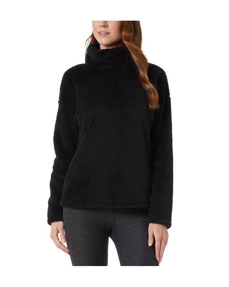 Women's Sherpa Mock-Neck Long-Sleeve Top Black $13.28 Tops