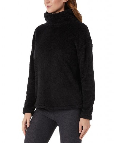 Women's Sherpa Mock-Neck Long-Sleeve Top Black $13.28 Tops