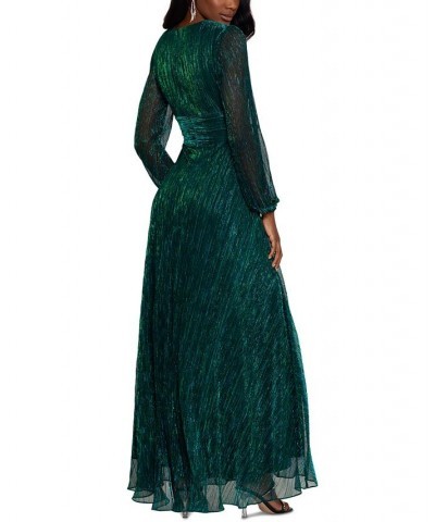 Women's Crinkle-Texture Evening Gown Jade $104.65 Dresses