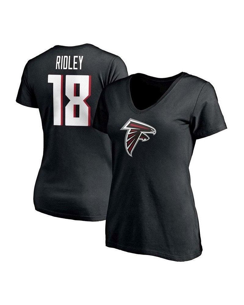 Women's Calvin Ridley Black Atlanta Falcons Player Icon Name and Number V-Neck T-shirt Black $16.80 Tops