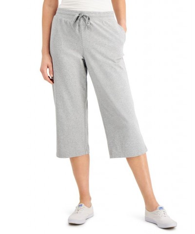 Petite Knit Drawstring Capri Pants Smoke Grey Heather $12.87 Pants