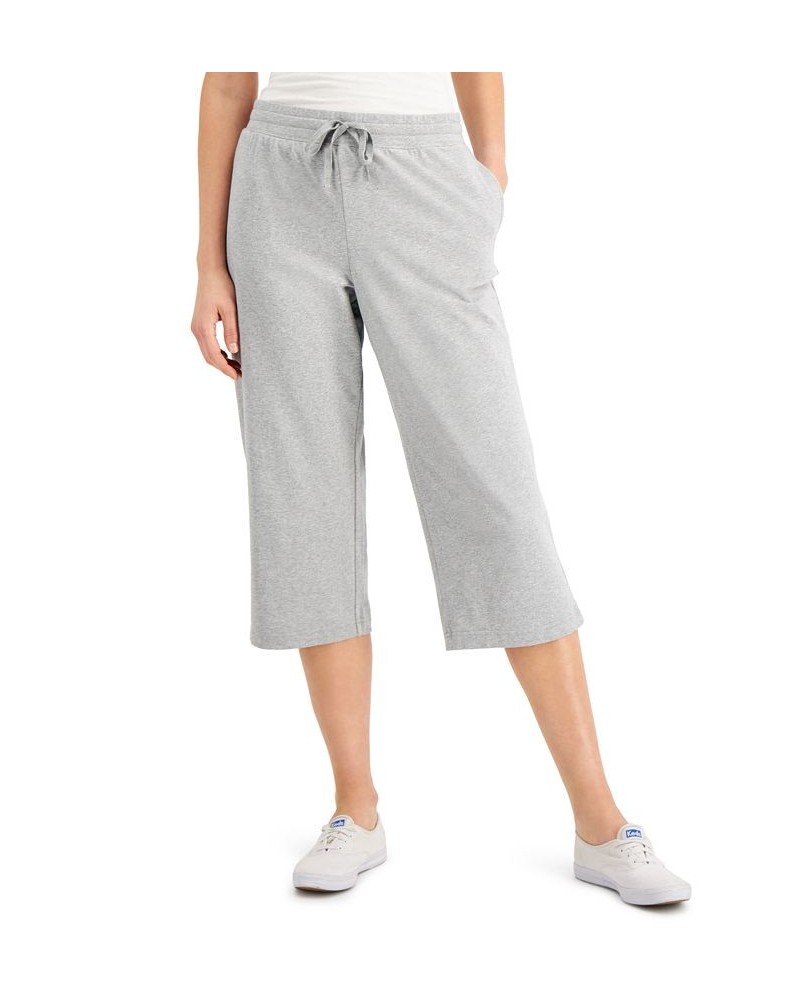 Petite Knit Drawstring Capri Pants Smoke Grey Heather $12.87 Pants