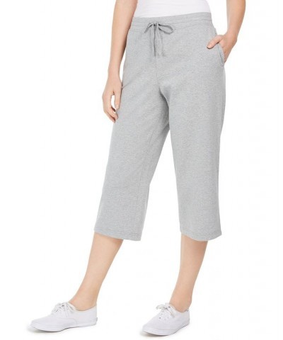 Petite Knit Drawstring Capri Pants Smoke Grey Heather $12.87 Pants