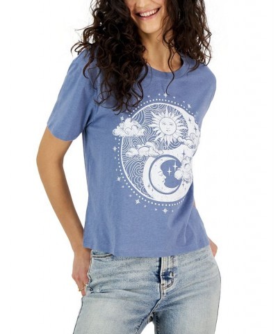 Juniors' Crewneck Yin Yang Celestial Crewneck T-Shirt Infinity $12.00 Tops