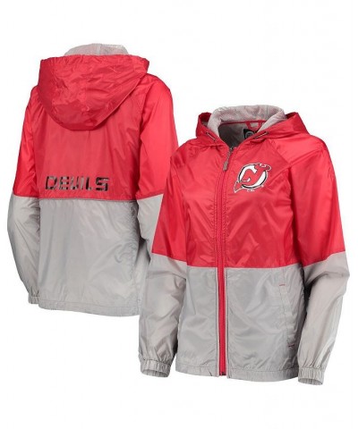 Women's Red New Jersey Devils Strike Zone Raglan Hoodie Full-Zip Jacket Red $46.43 Jackets