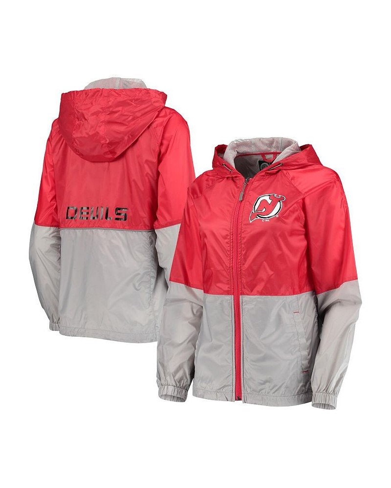 Women's Red New Jersey Devils Strike Zone Raglan Hoodie Full-Zip Jacket Red $46.43 Jackets