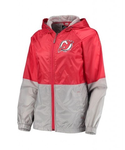 Women's Red New Jersey Devils Strike Zone Raglan Hoodie Full-Zip Jacket Red $46.43 Jackets