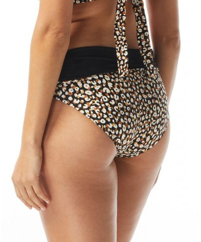 Women's Charisma Bra Sized Pleated Bikini Top & Bottoms Black Animal Print $62.70 Swimsuits