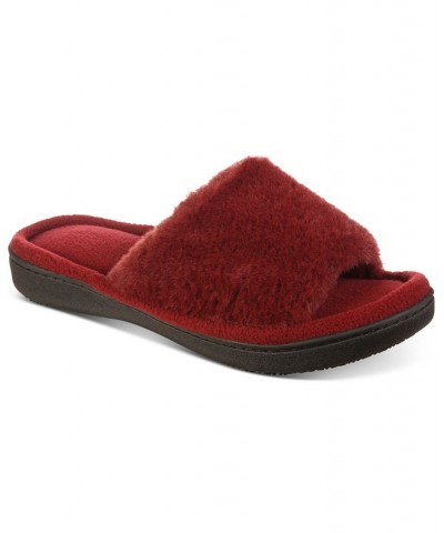 Women's Laurel Faux Fur Slide Slippers Brown $10.12 Shoes