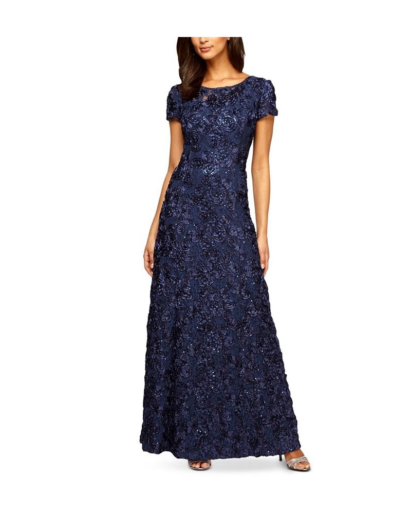 Rosette A-Line Gown Blue $114.39 Dresses