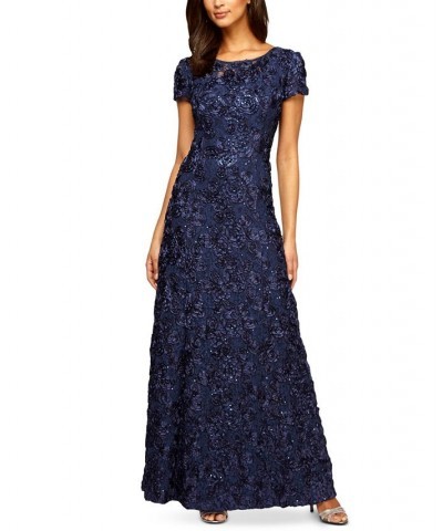 Rosette A-Line Gown Blue $114.39 Dresses