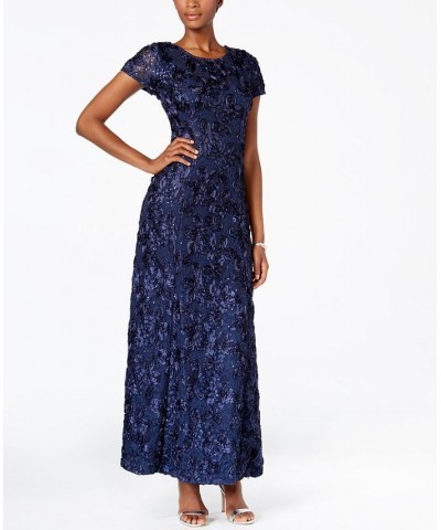 Rosette A-Line Gown Blue $114.39 Dresses