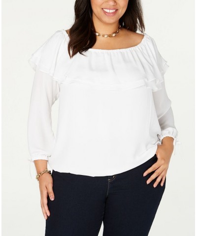 Plus Size Ruffled Off-The-Shoulder Top White $29.52 Tops