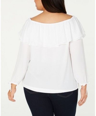 Plus Size Ruffled Off-The-Shoulder Top White $29.52 Tops