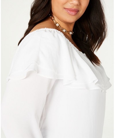 Plus Size Ruffled Off-The-Shoulder Top White $29.52 Tops