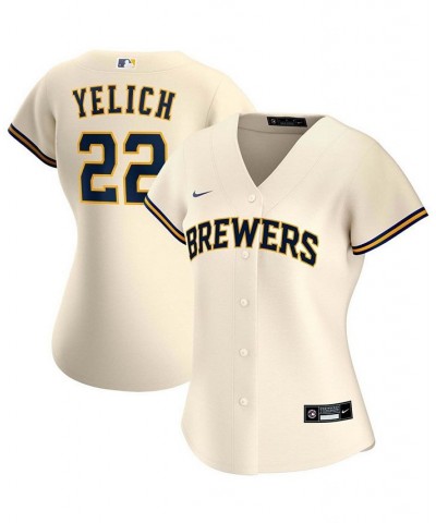 Women's Christian Yelich Cream Milwaukee Brewers Home Replica Player Jersey Cream $62.35 Jersey