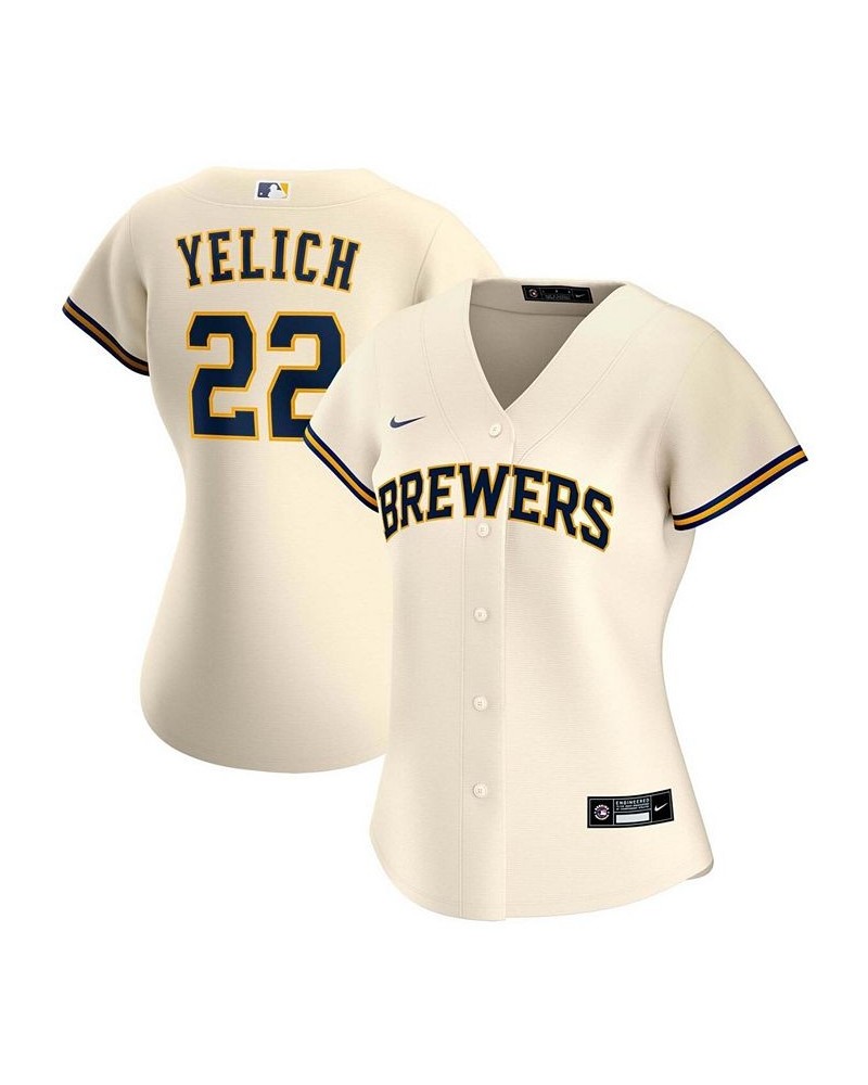 Women's Christian Yelich Cream Milwaukee Brewers Home Replica Player Jersey Cream $62.35 Jersey