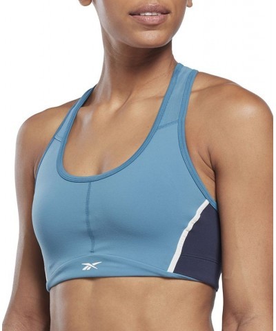 Women's Lux Racer Medium Impact Colorblocked Bra Blue $24.50 Bras