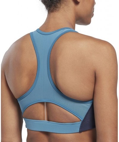 Women's Lux Racer Medium Impact Colorblocked Bra Blue $24.50 Bras