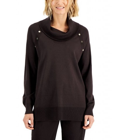 Women's Cowlneck Snap-Front Sweater Brown $17.01 Sweaters