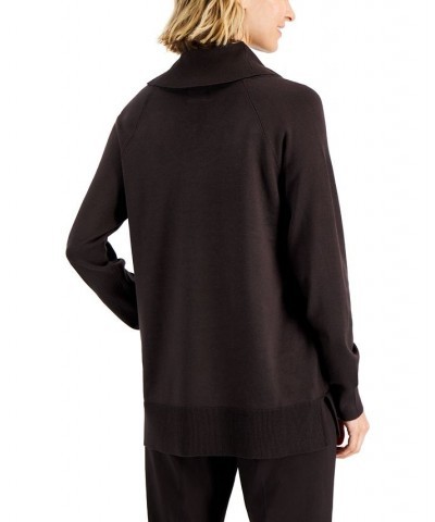 Women's Cowlneck Snap-Front Sweater Brown $17.01 Sweaters