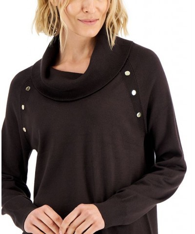 Women's Cowlneck Snap-Front Sweater Brown $17.01 Sweaters