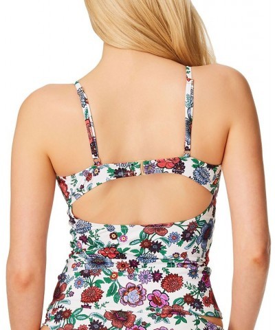 Forget Me Not Ruched Front Tankini Swim Top & Swim Bottoms White Floral $36.96 Swimsuits