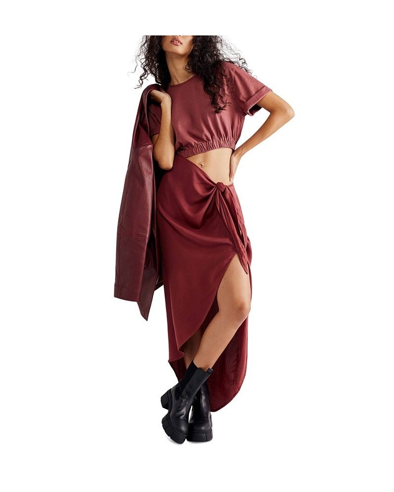 Women's Rae Tie-Waist Waist-Cutout Maxi Dress Brown $71.20 Dresses