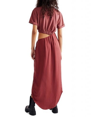 Women's Rae Tie-Waist Waist-Cutout Maxi Dress Brown $71.20 Dresses