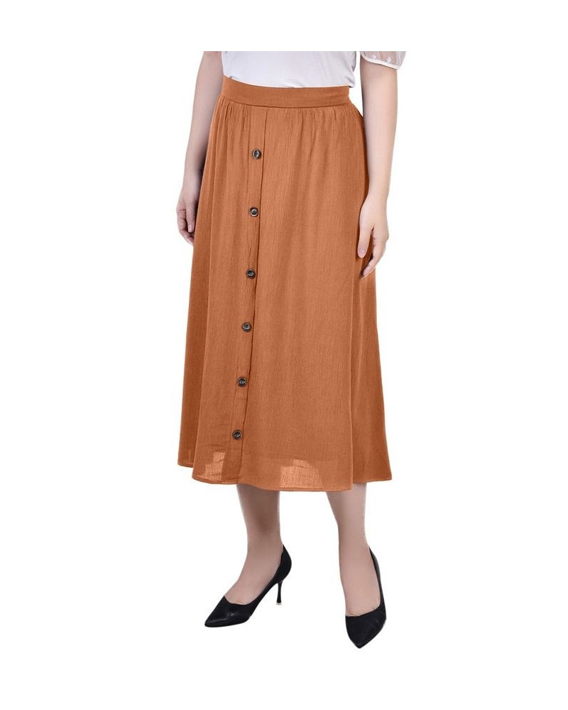 Petite Midi Length A-Line Skirts Brown $14.08 Skirts