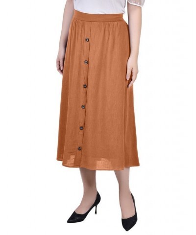 Petite Midi Length A-Line Skirts Brown $14.08 Skirts