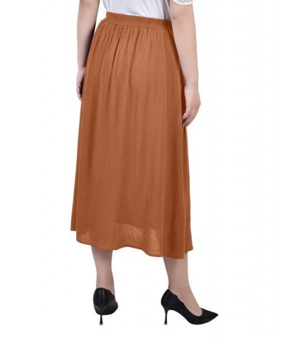 Petite Midi Length A-Line Skirts Brown $14.08 Skirts