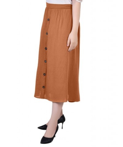 Petite Midi Length A-Line Skirts Brown $14.08 Skirts