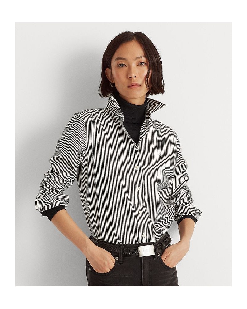 Non-Iron Straight-Fit Shirt Regular & Petite Black/White $54.73 Tops