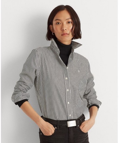 Non-Iron Straight-Fit Shirt Regular & Petite Black/White $54.73 Tops