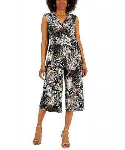 Petite Printed Cropped Wide-Leg Jumpsuit Grey $44.50 Pants