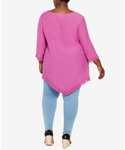 Plus Size Ellie Pintuck Lace Top Purple $27.06 Tops