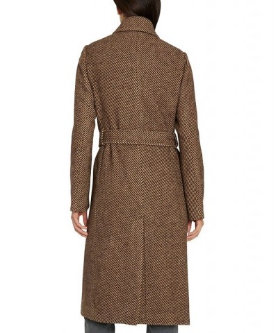 Women's Belted Tweed Wrap Coat Brown $68.40 Coats