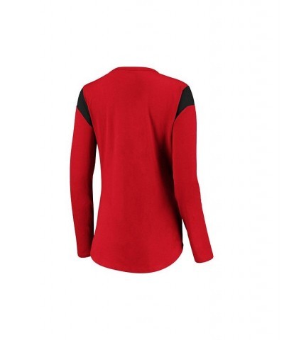 Chicago Blackhawks Women's Iconic Lace Up Long Sleeve Shirt Red/Black $20.00 Tops