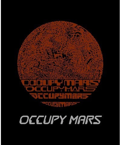 Women's Word Art Occupy Mars V-Neck T-Shirt Black $15.05 Tops