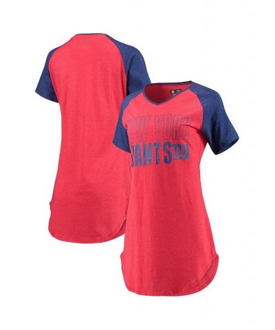 Women's Red Heathered Royal New York Giants Meter Raglan V-Neck Knit Nightshirt Red, Heathered Royal $30.67 Pajama