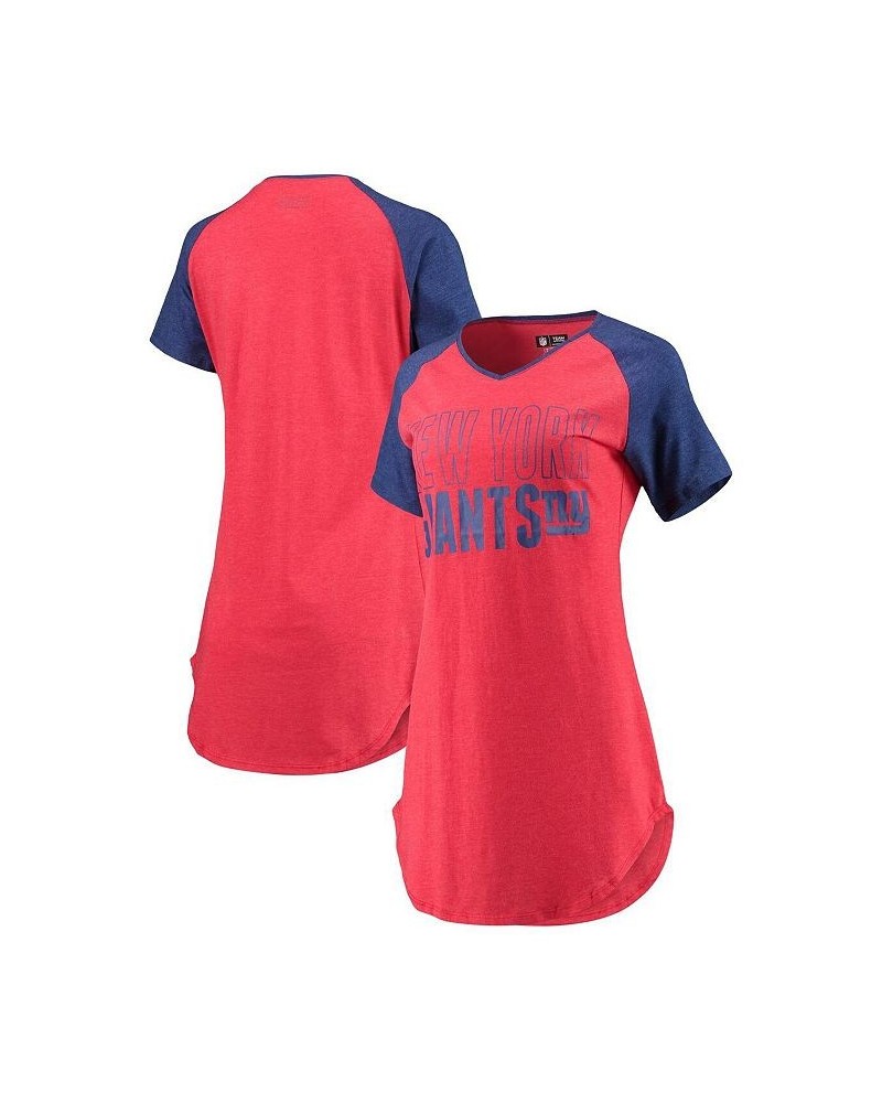 Women's Red Heathered Royal New York Giants Meter Raglan V-Neck Knit Nightshirt Red, Heathered Royal $30.67 Pajama