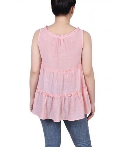 Petite Sleeveless Tiered Blouse Crystal Pink $29.64 Tops