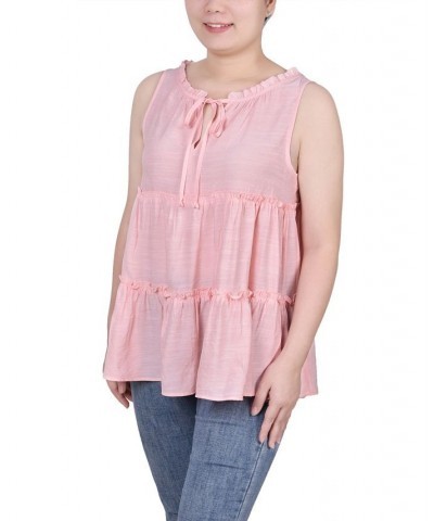 Petite Sleeveless Tiered Blouse Crystal Pink $29.64 Tops