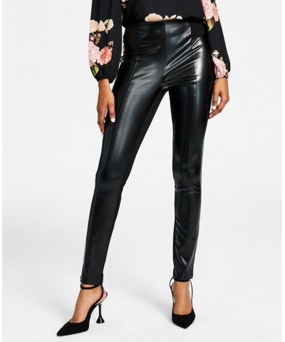 Women's Mixed-Media High-Rise Pants Deep Black $23.38 Pants