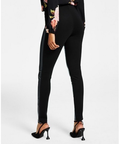 Women's Mixed-Media High-Rise Pants Deep Black $23.38 Pants