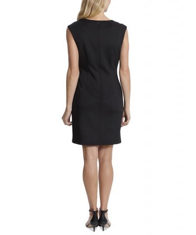 Petite Laser Cut Sleeveless Sheath Dress Black/Ivory $47.96 Dresses