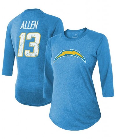 Women's Los Angeles Chargers Team Player Name Number Tri-Blend Raglan 3/4 Sleeve T-shirt Powder Blue $27.35 Tops