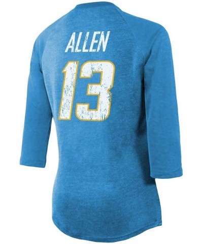 Women's Los Angeles Chargers Team Player Name Number Tri-Blend Raglan 3/4 Sleeve T-shirt Powder Blue $27.35 Tops