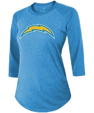 Women's Los Angeles Chargers Team Player Name Number Tri-Blend Raglan 3/4 Sleeve T-shirt Powder Blue $27.35 Tops